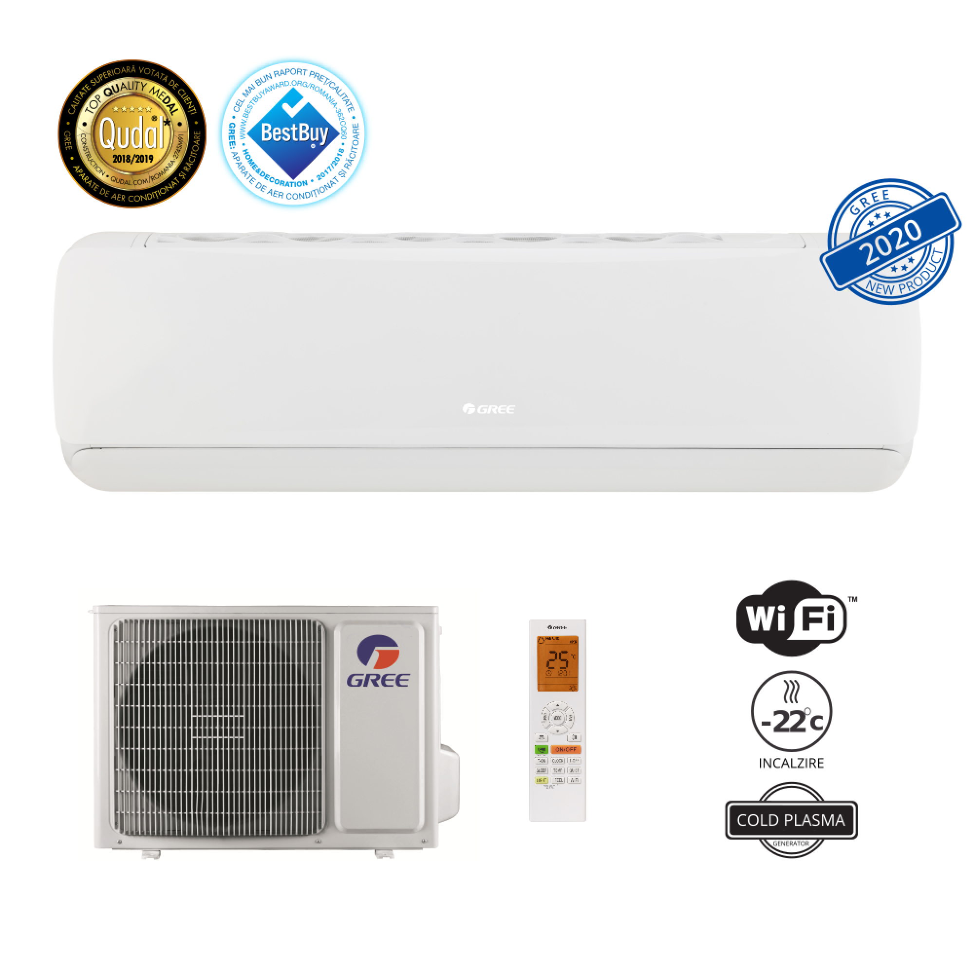 Aparat De Aer Conditionat GREE Eco Inverter G-Tech 9000 Btu GWH09AEC ...